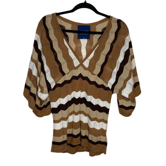 Y2k Absolutely Creative Striped Lightweight Babydoll Sweater Boho Indie Large - Picture 1 of 9